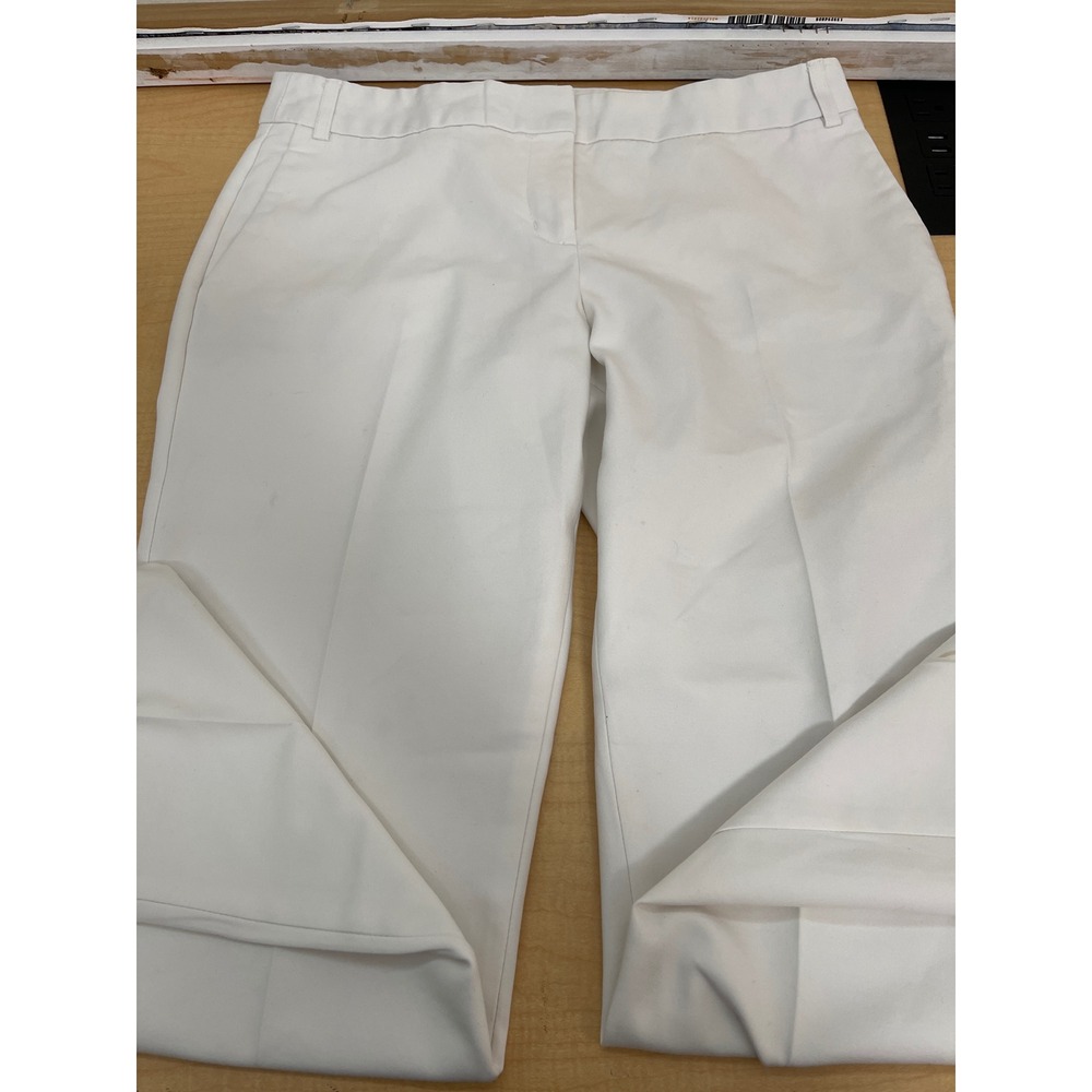 Express Editor White Straight Leg Dress Pants Mid Rise Professional Trousers